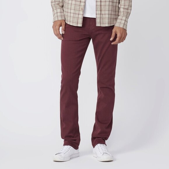 PAIGE Lennox Slim Fit Five Pockets Red Bordeaux Velvet Pants Size 28 - Picture 5 of 12